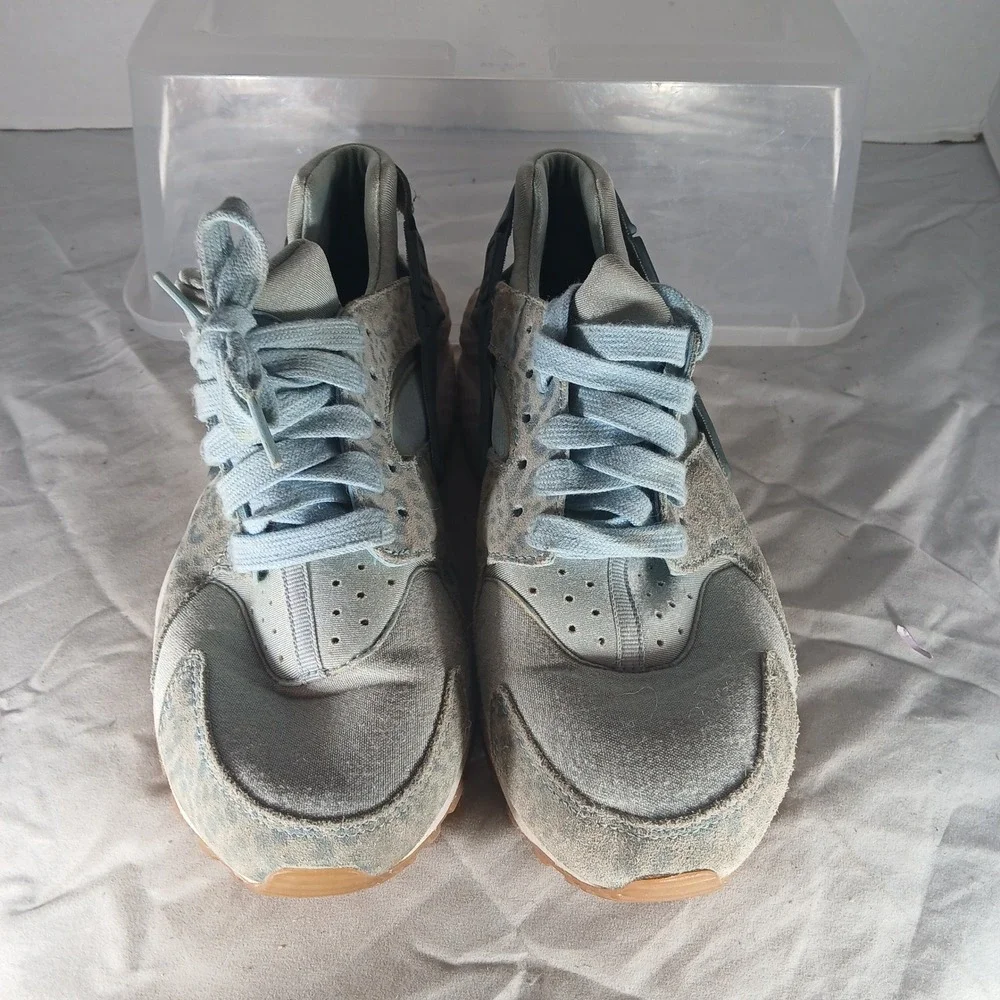 Nike Air Huarache Youth GS Shoes Light Blue Leopard‎ Print Sneakers Size 7Y
